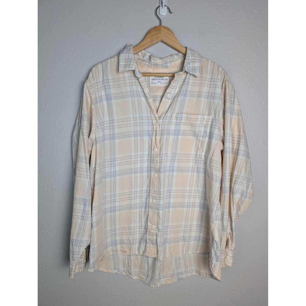 REI Cooperative Shirt Mens XL Beige Plaid Button-Up‎ Long Sleeve Collared